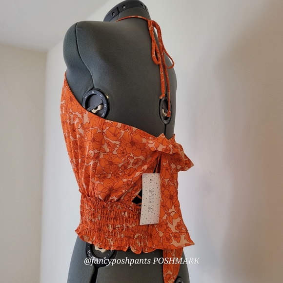 Sienna SkyNEWcrop top Sienna Sky  adjustable elasticized smocking blouse NWTtags - Picture 9 of 12